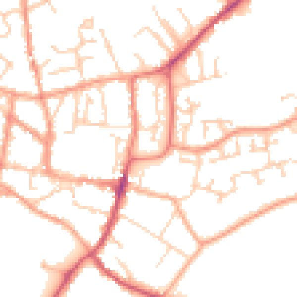 Daytime road noise heatmap for GU31 4FX