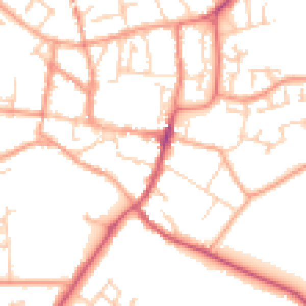 Daytime road noise heatmap for GU31 4GF