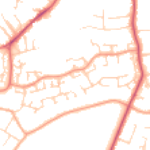 Daytime road noise heatmap for GU31 4PJ