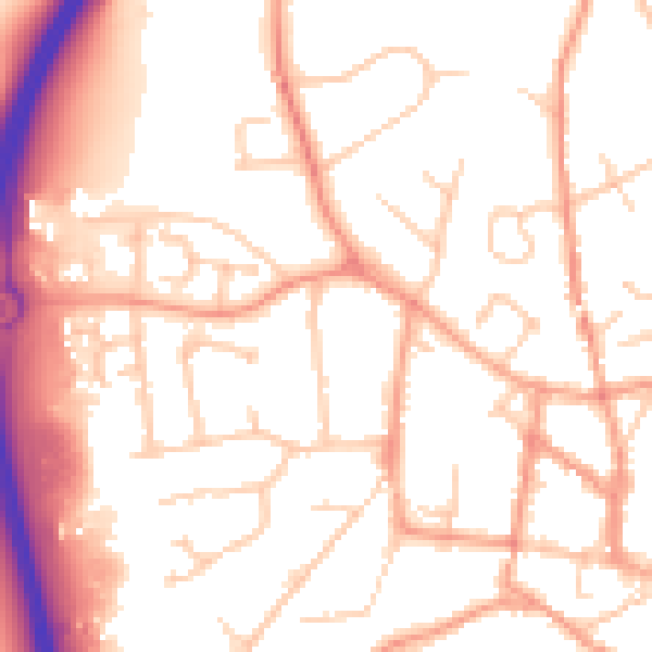 Daytime road noise heatmap for GU32 3BW