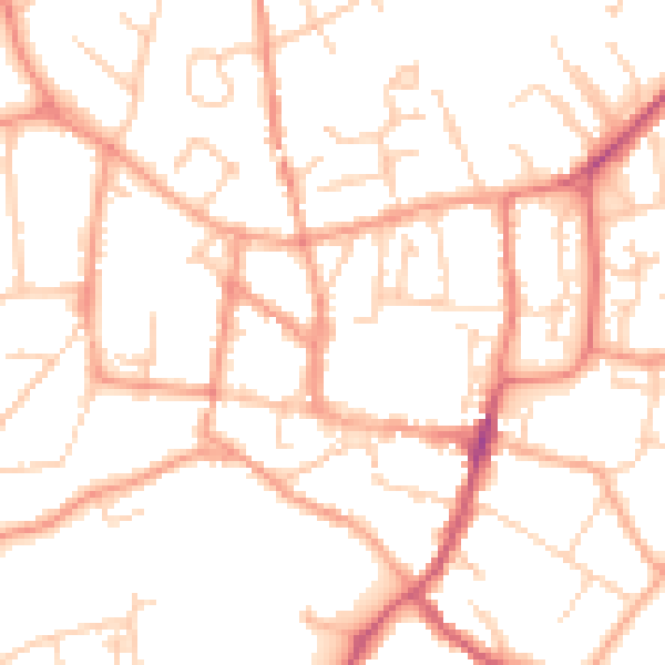 Daytime road noise heatmap for GU32 3DY