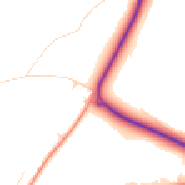 Daytime road noise heatmap for GU33 6AZ