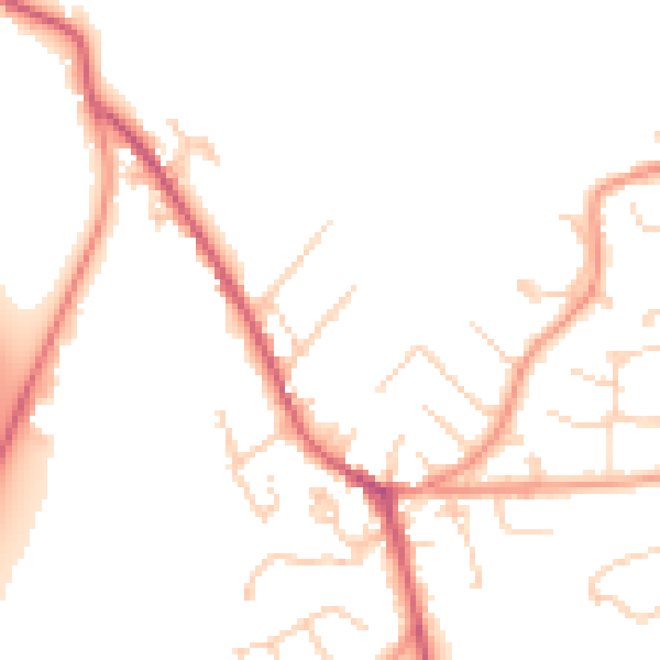 Daytime road noise heatmap for GU33 7AG