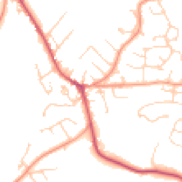 Daytime road noise heatmap for GU33 7HD