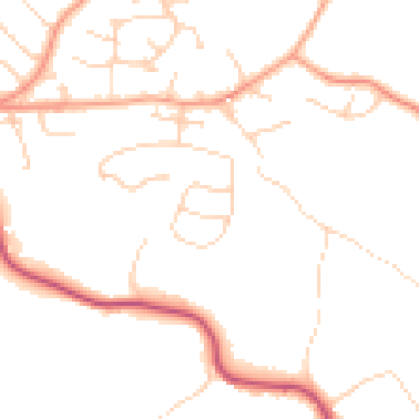 Daytime road noise heatmap for GU33 7HN
