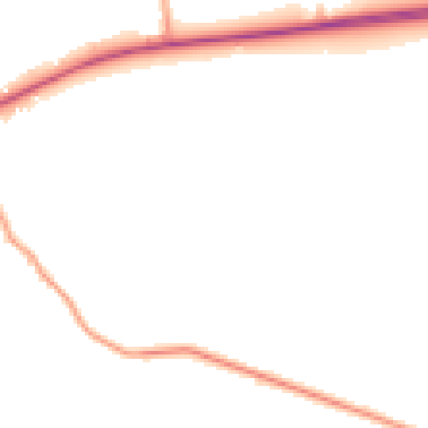 Daytime road noise heatmap for GU33 7JJ