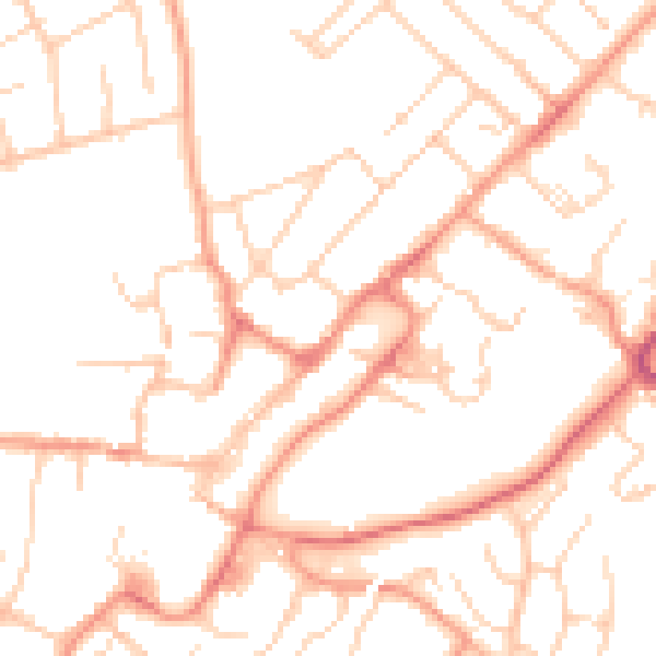 Daytime road noise heatmap for GU34 1BX