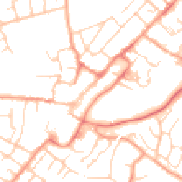 Daytime road noise heatmap for GU34 1FG