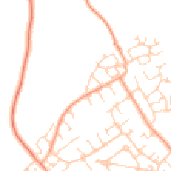 Daytime road noise heatmap for GU34 2FQ