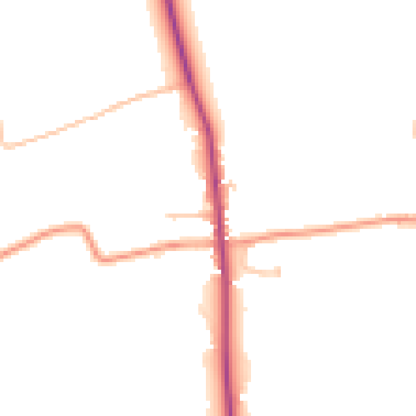 Daytime road noise heatmap for GU34 3DN