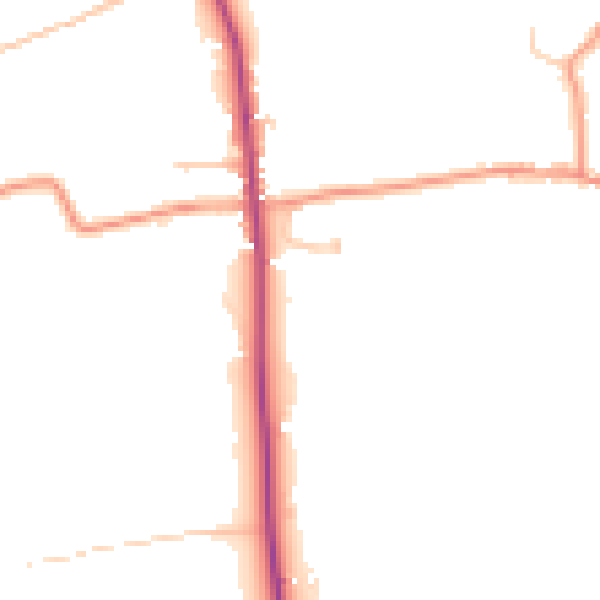 Daytime road noise heatmap for GU34 3EL