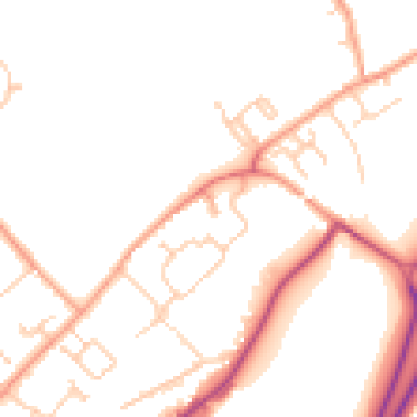 Daytime road noise heatmap for GU34 4DZ