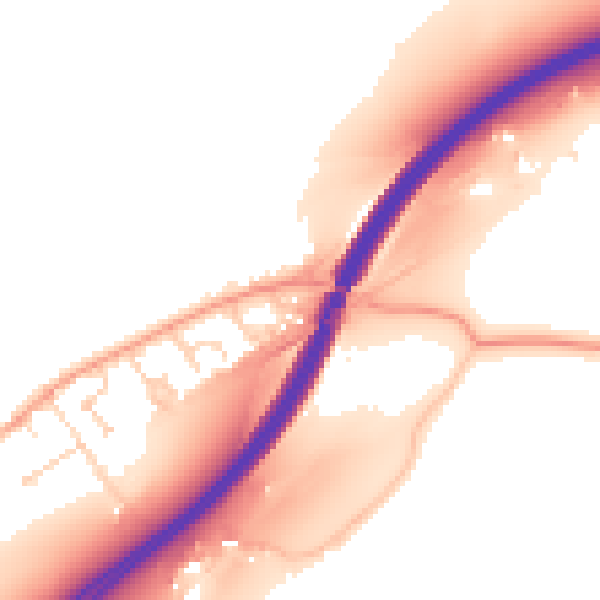 Daytime road noise heatmap for GU34 4HT