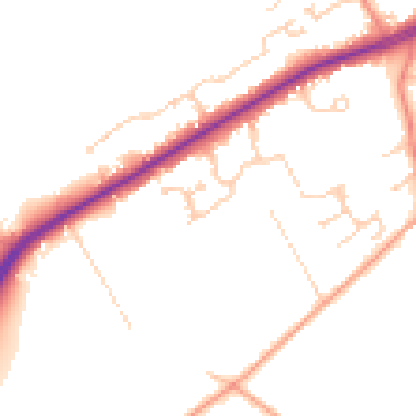 Daytime road noise heatmap for GU34 5FG