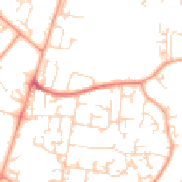 Daytime road noise heatmap for GU35 0AJ