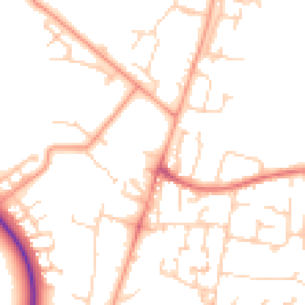 Daytime road noise heatmap for GU35 0AU