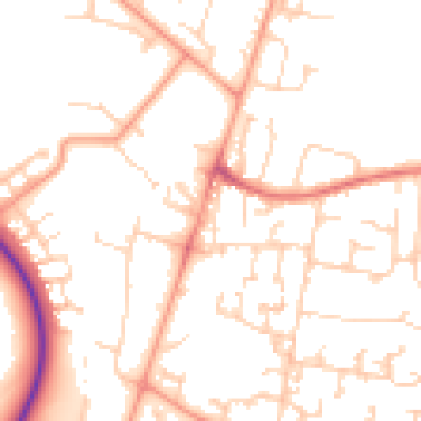 Daytime road noise heatmap for GU35 0AY