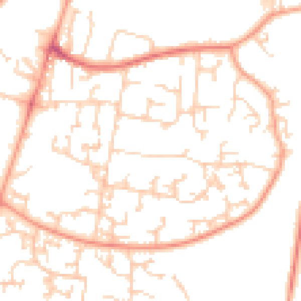 Daytime road noise heatmap for GU35 0AZ