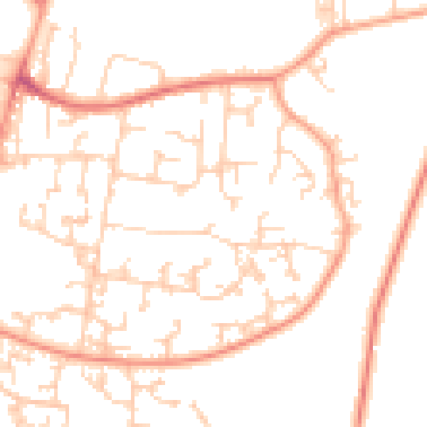 Daytime road noise heatmap for GU35 0BD