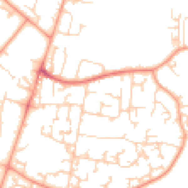Daytime road noise heatmap for GU35 0BL