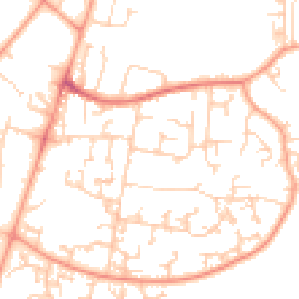 Daytime road noise heatmap for GU35 0BN