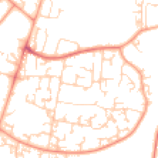 Daytime road noise heatmap for GU35 0BW