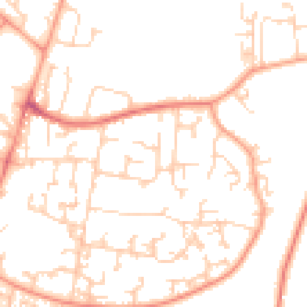 Daytime road noise heatmap for GU35 0DG