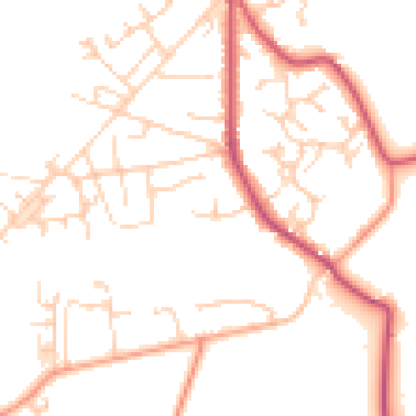 Daytime road noise heatmap for GU35 0PH