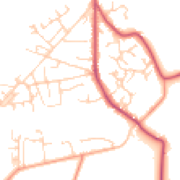 Daytime road noise heatmap for GU35 0PJ