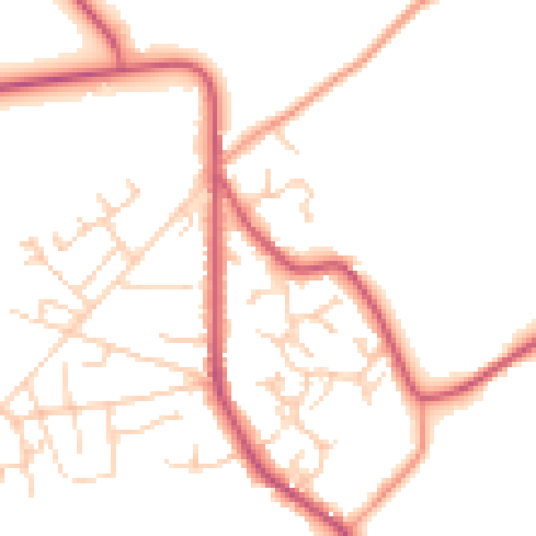 Daytime road noise heatmap for GU35 0QE
