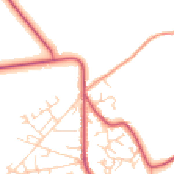 Daytime road noise heatmap for GU35 0QG