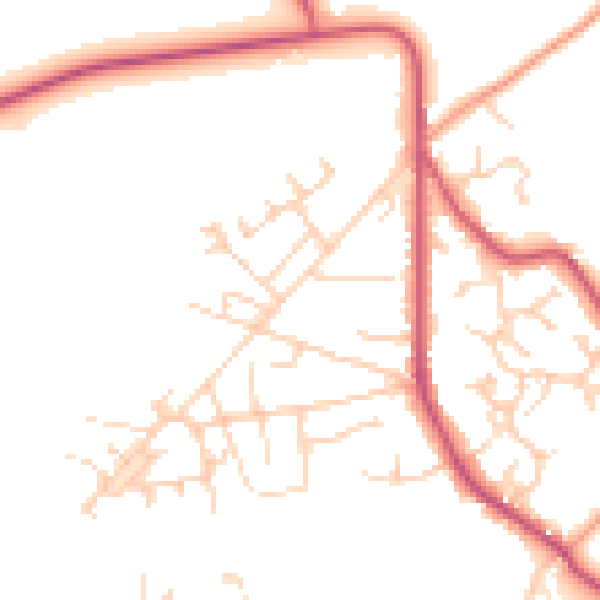 Daytime road noise heatmap for GU35 0RS