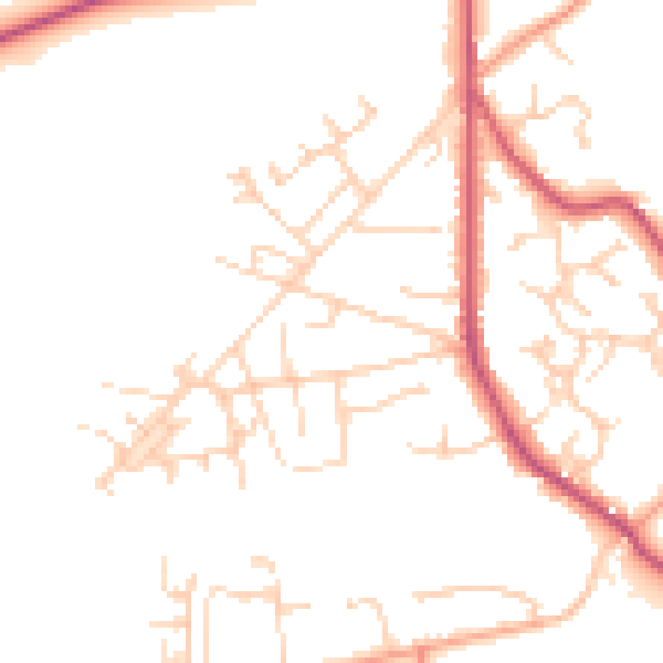 Daytime road noise heatmap for GU35 0SL