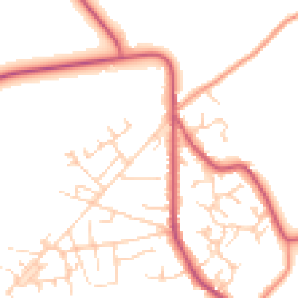 Daytime road noise heatmap for GU35 0SX