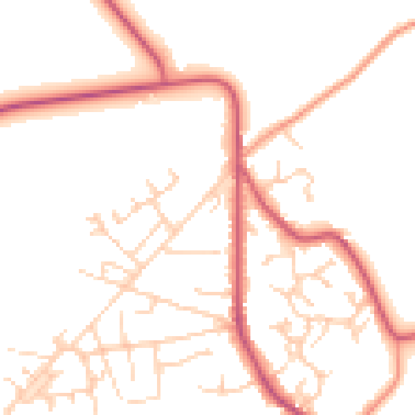 Daytime road noise heatmap for GU35 0SY