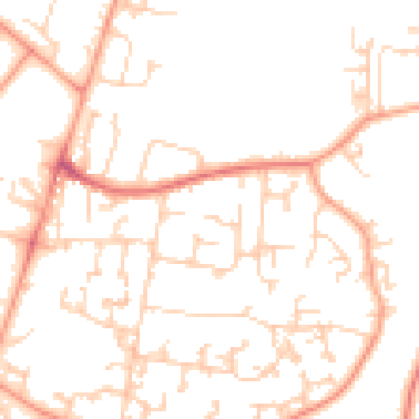 Daytime road noise heatmap for GU35 0TT