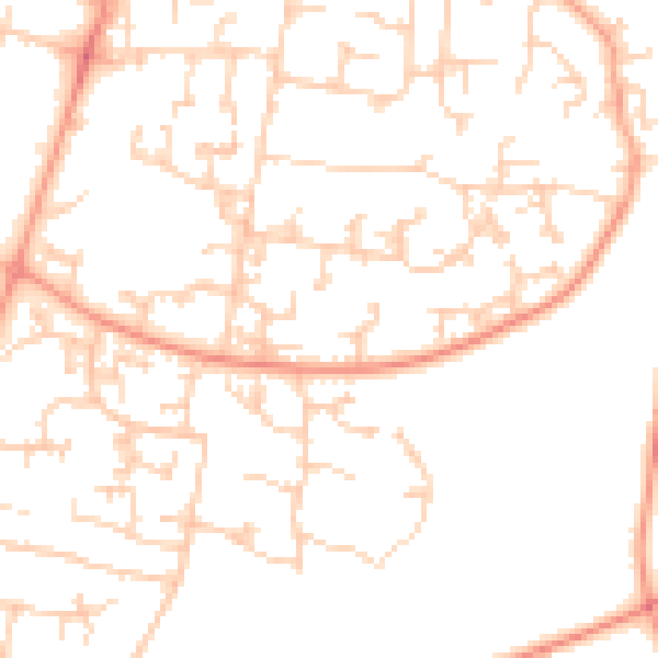 Daytime road noise heatmap for GU35 0XN
