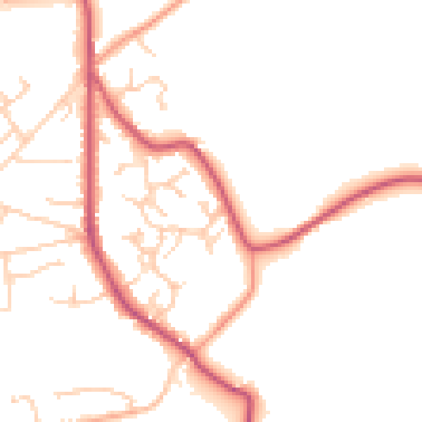 Daytime road noise heatmap for GU35 0YS