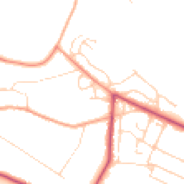 Daytime road noise heatmap for GU35 8AJ