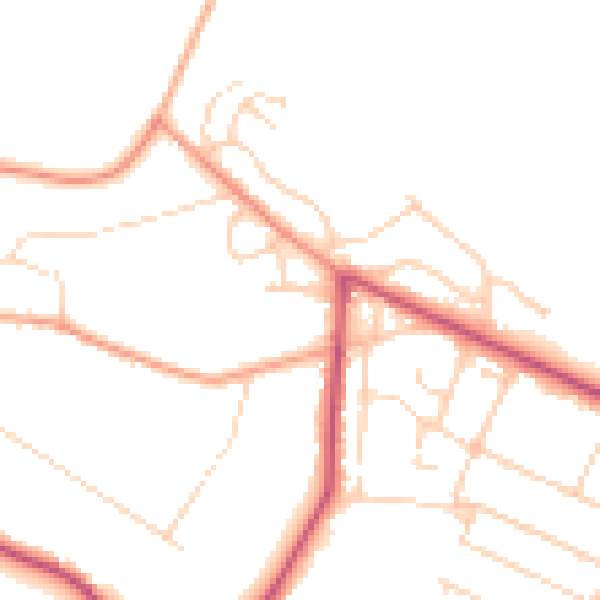 Daytime road noise heatmap for GU35 8AL