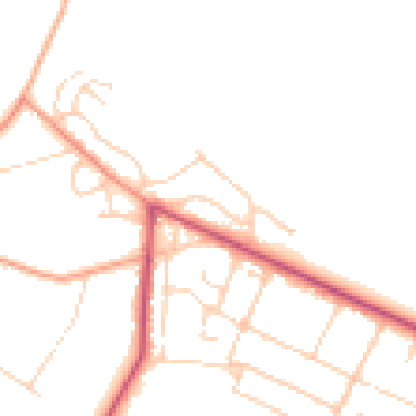 Daytime road noise heatmap for GU35 8AY