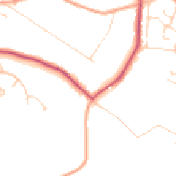 Daytime road noise heatmap for GU35 8EG