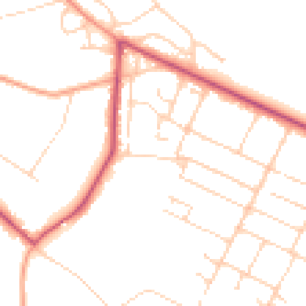Daytime road noise heatmap for GU35 8JA
