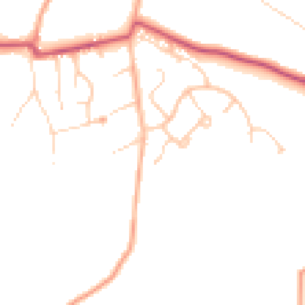 Daytime road noise heatmap for GU35 8NE
