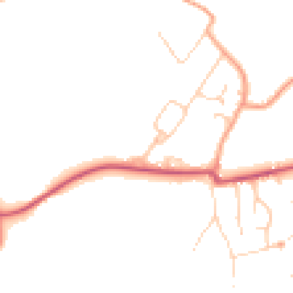 Daytime road noise heatmap for GU35 8PE