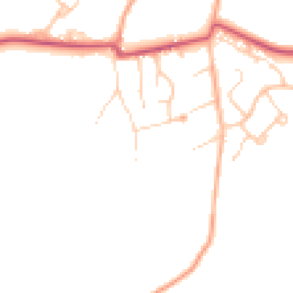 Daytime road noise heatmap for GU35 8PX