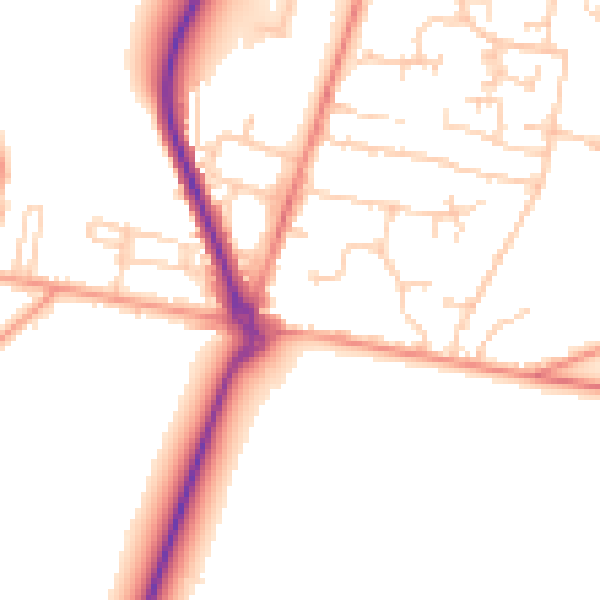 Daytime road noise heatmap for GU35 9DB