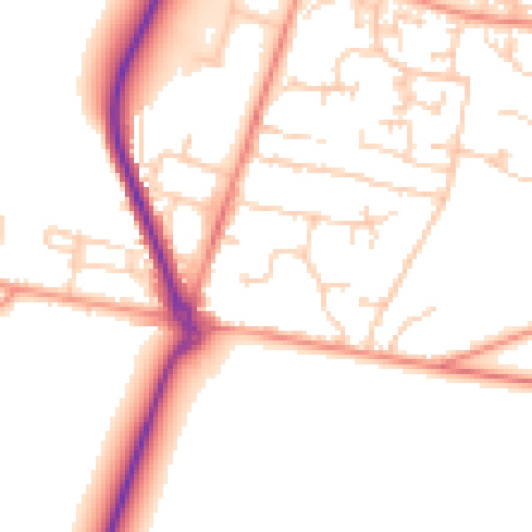 Daytime road noise heatmap for GU35 9DH