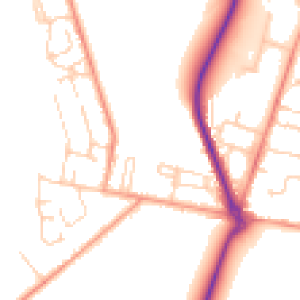 Daytime road noise heatmap for GU35 9DQ