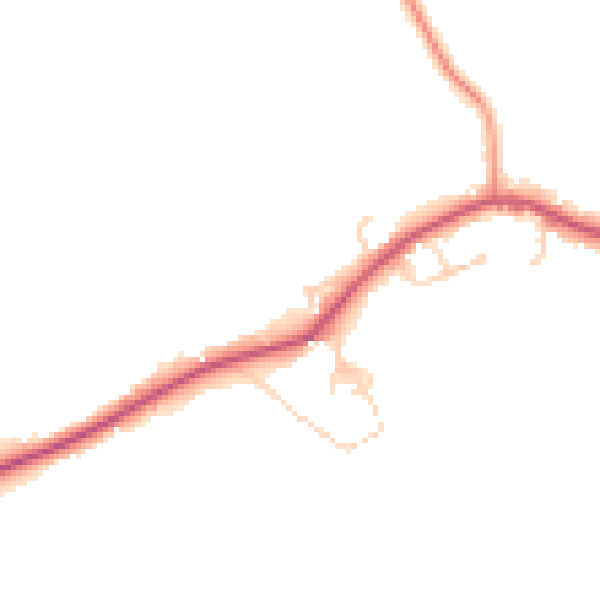Daytime road noise heatmap for GU35 9PQ